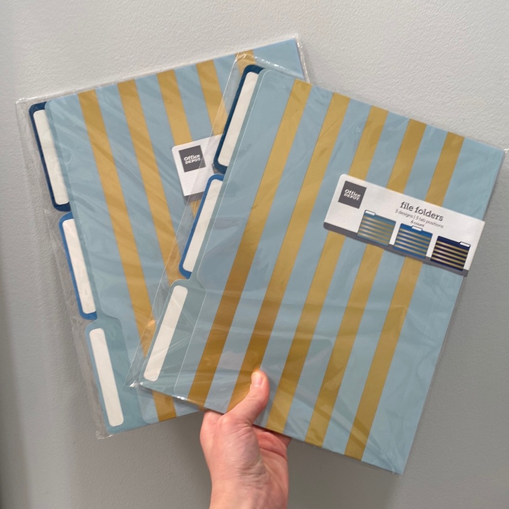 NWT Office Depot Blue and Gold File Folders (2)
